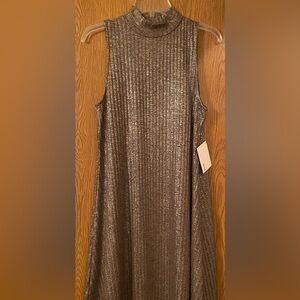 Kenzie shimmer ribbed high neck sleeveless dress. Size small